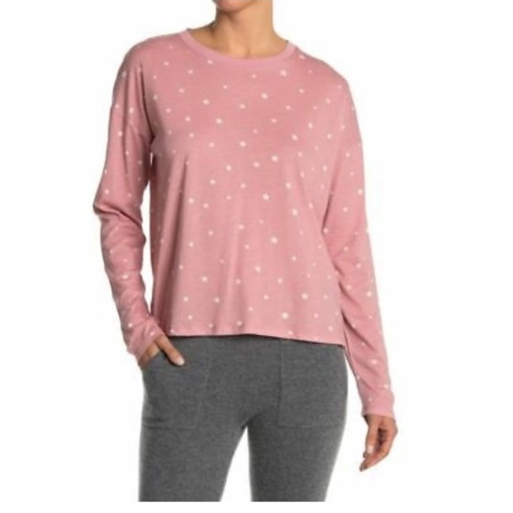 NWT PJ Salvage XL Stars Rose Knit Jersey Long Sleeve T-Shirt Lounge Top 112940